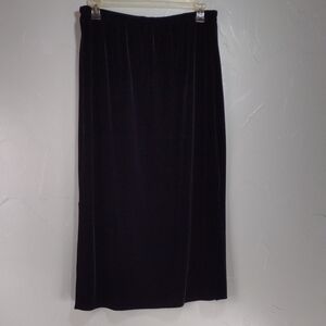 T & Company Black Velour Whimsigoth Side Slit Pull-On Maxi Skirt Women's 1X